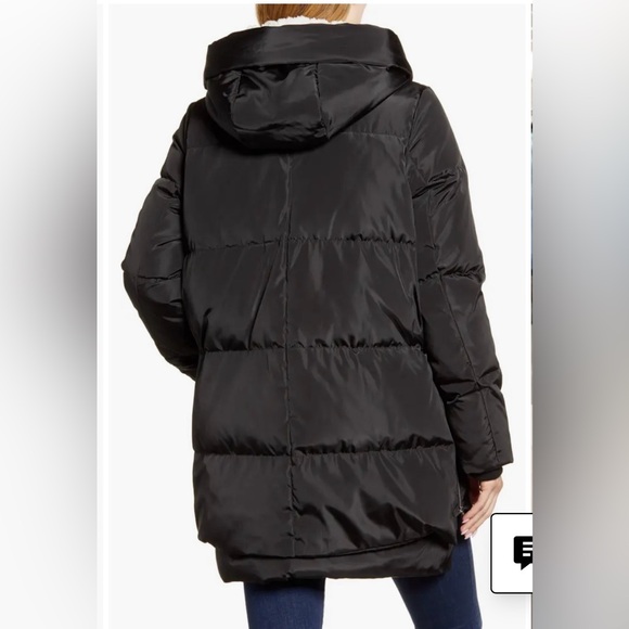 Sam Edelman Black Faux Shearling Lined Puffer Coat - Picture 3 of 15